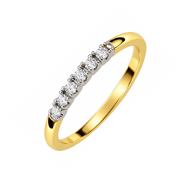 Gouden bicolor ring - 14 karaats - Memoire - Briljant - 0.07 ct. - Maat 16.5