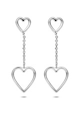 Zilveren oorhangers - Gerhodineerd - Hartjes