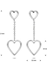 Zilveren oorhangers - Gerhodineerd - Hartjes