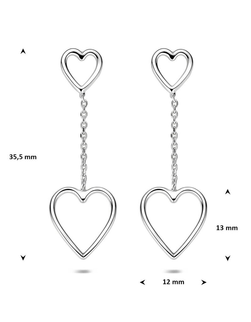 Zilveren oorhangers - Gerhodineerd - Hartjes