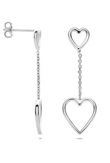 Zilveren oorhangers - Gerhodineerd - Hartjes