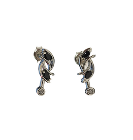 Occasions by Marleen Occasions by Marleen - Zilveren oorknoppen - Zwarte en witte Zirkonia