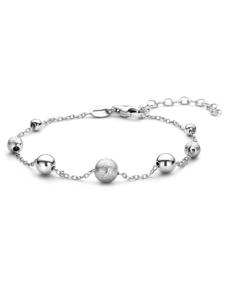 Zilveren armband - Gerhodineerd - Mat/glanzend - 16 + 3 cm