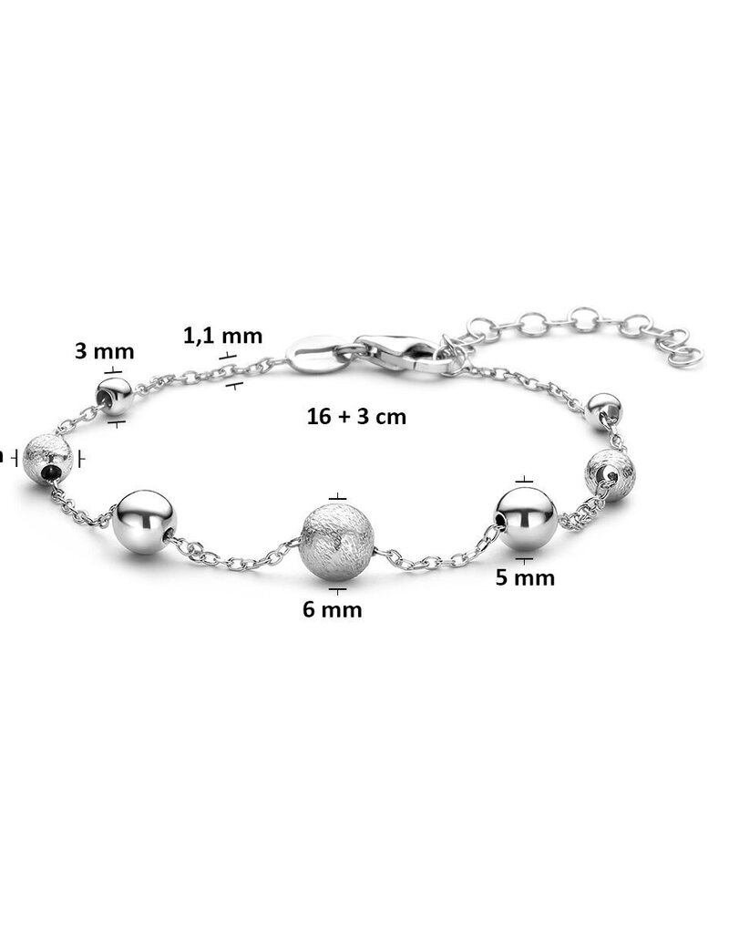Zilveren armband - Gerhodineerd - Mat/glanzend - 16 + 3 cm