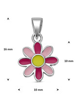 Zilveren hanger - Gerhodineerd - Emaille - Bloem