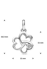 Zilveren hanger - Gerhodineerd - Zirkonia - Klavertje