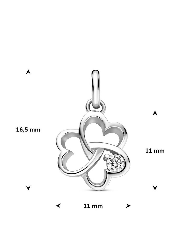 Zilveren hanger - Gerhodineerd - Zirkonia - Klavertje