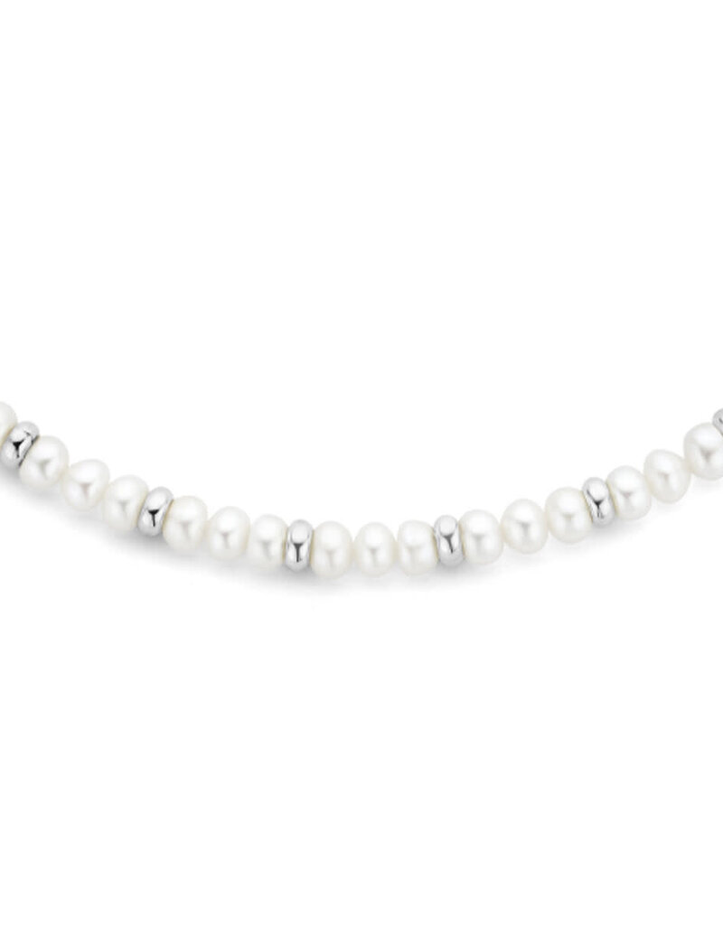 Zoetwaterparels collier - Zilveren bolletjes - 6.5 mm - 41 + 5 cm