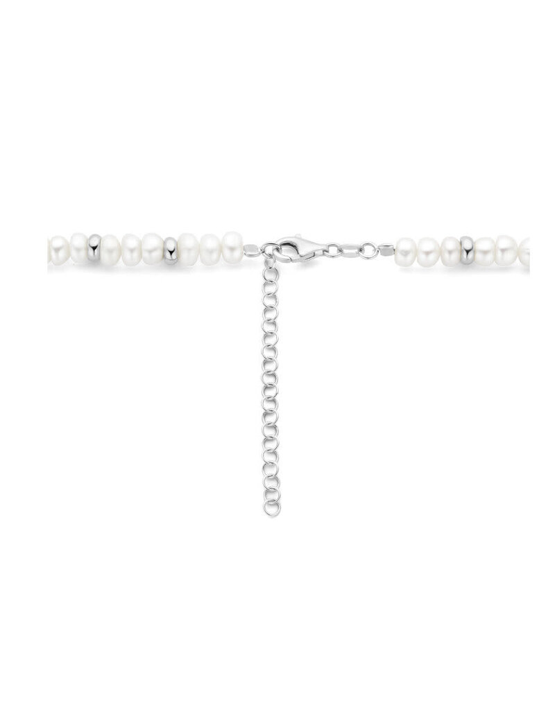 Zoetwaterparels collier - Zilveren bolletjes - 6.5 mm - 41 + 5 cm