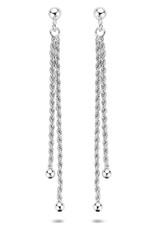 Zilveren oorhangers - Gerhodineerd - Koord - 64 mm