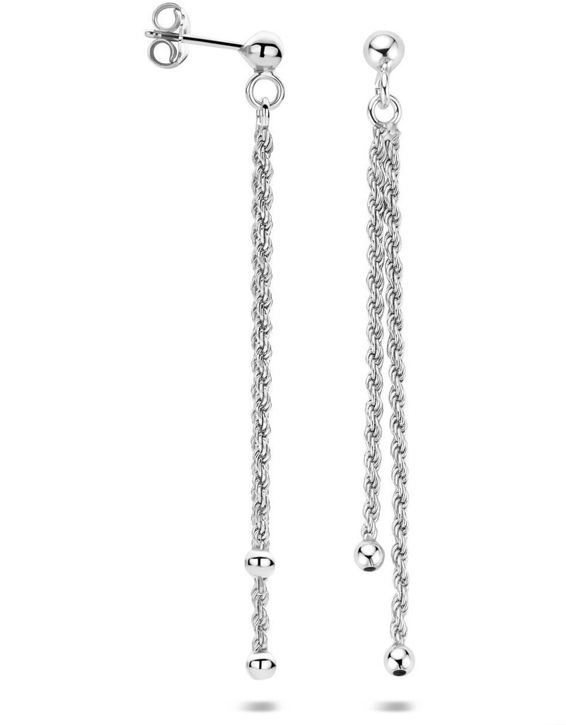 Zilveren oorhangers - Gerhodineerd - Koord - 64 mm
