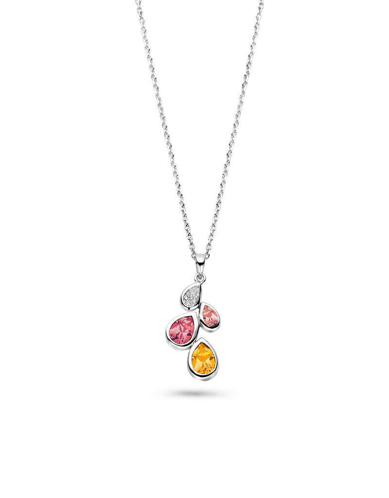 Rosa di Luca Italy Zilveren collier - Gerhodineerd - Gekleurde zirkonia - 45 cm