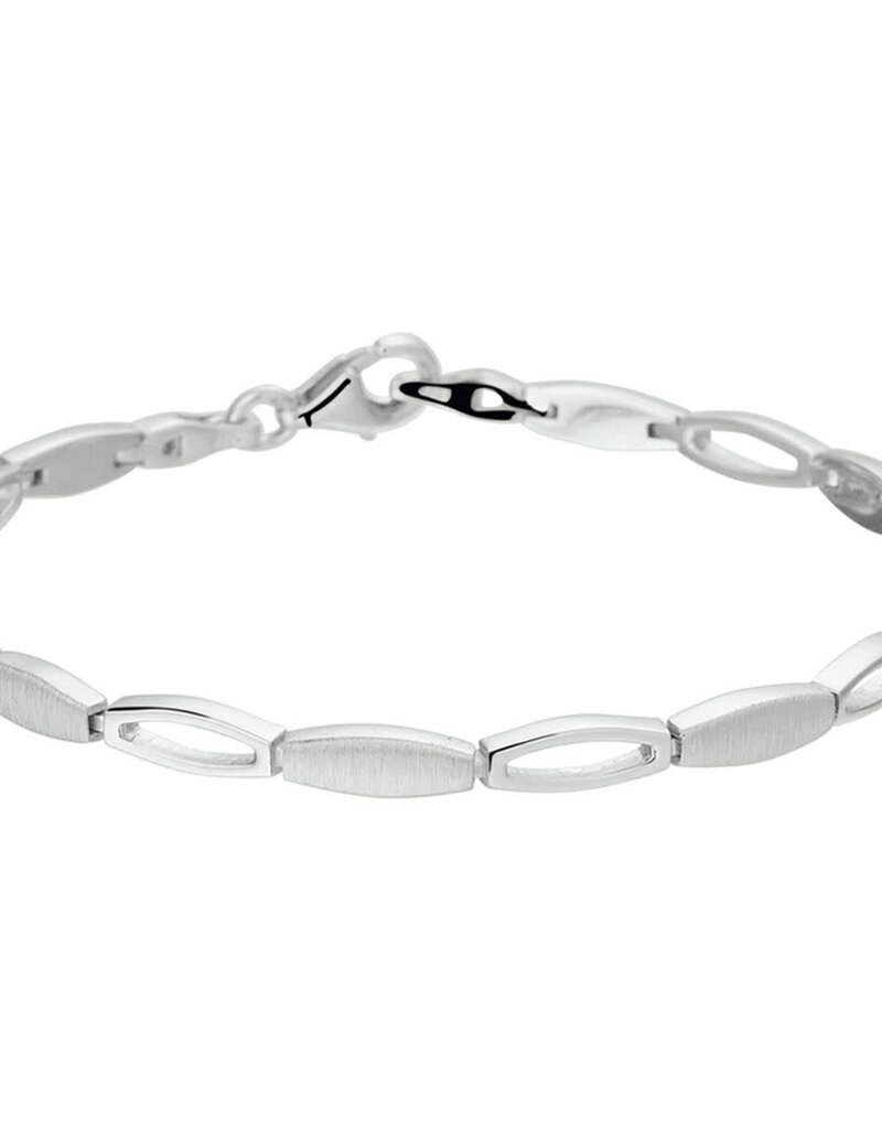 Zilveren armband - Gerhodineerd - Mat/glanzend - 19 cm