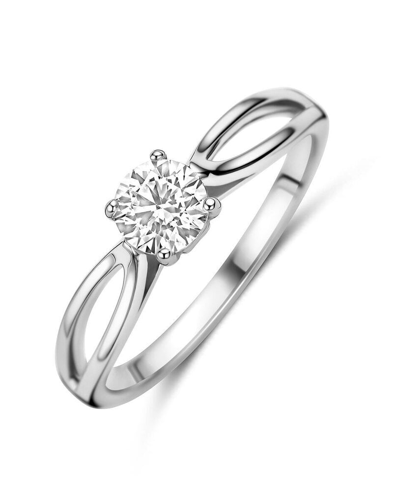 Zilveren ring - Gerhodineerd - Zirkonia - Maat 18.5
