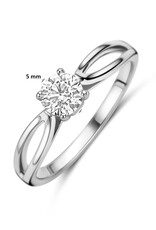Zilveren ring - Gerhodineerd - Zirkonia - Maat 18.5