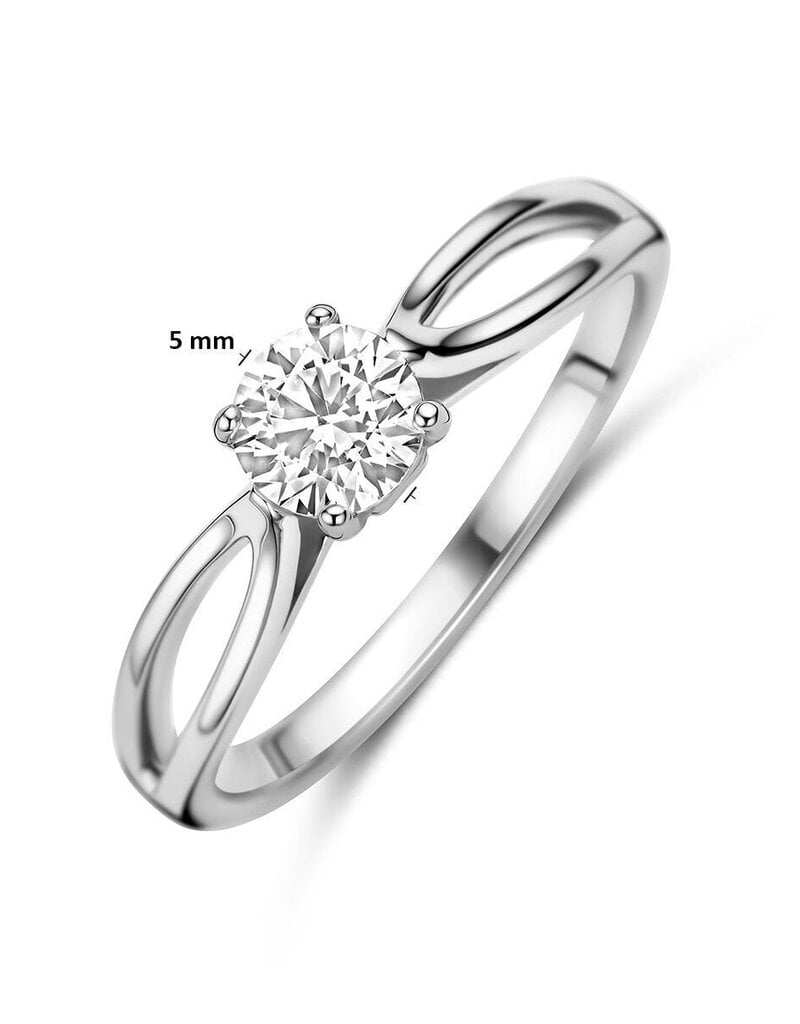 Zilveren ring - Gerhodineerd - Zirkonia - Maat 18.5