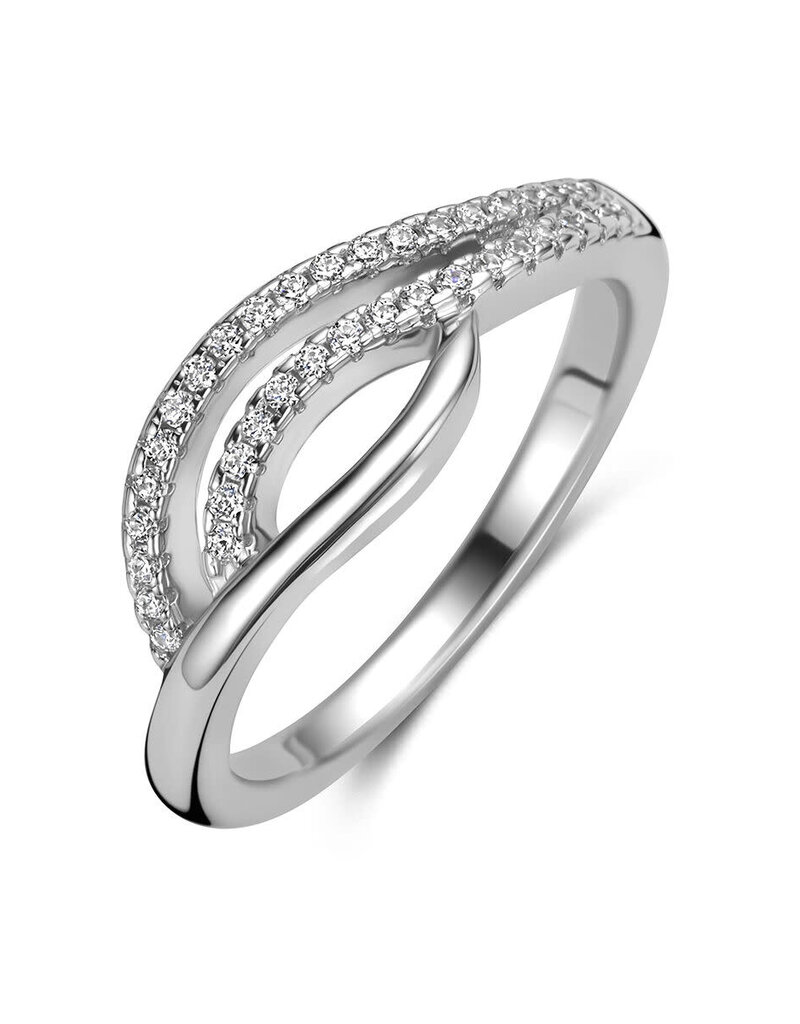 Zilveren ring - Gerhodineerd - Zirkonia - Maat 17.75