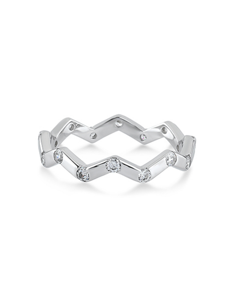 Zilveren ring - Gerhodineerd - Zirkonia - Maat 52