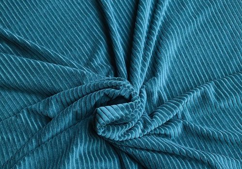 De Stoffenkamer Stretch rib Met Brede Ribbel intens Petrol