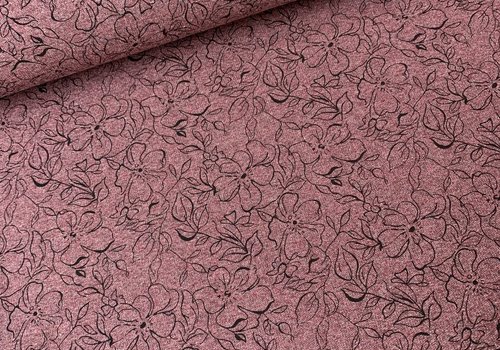 French terry - melange bordeaux flowers