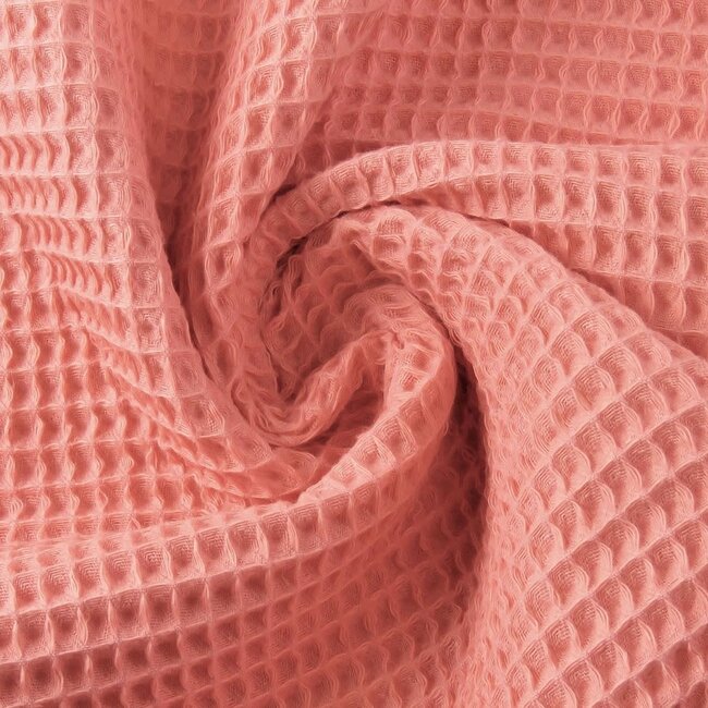 De Stoffenkamer Wafel Katoen perzikroze