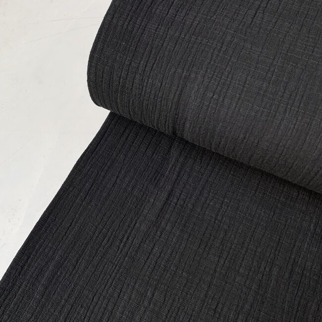 De Stoffenkamer Linen double gauze Black