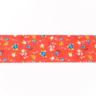 De Stoffenkamer Taille Elastiek 40mm Red Flowers