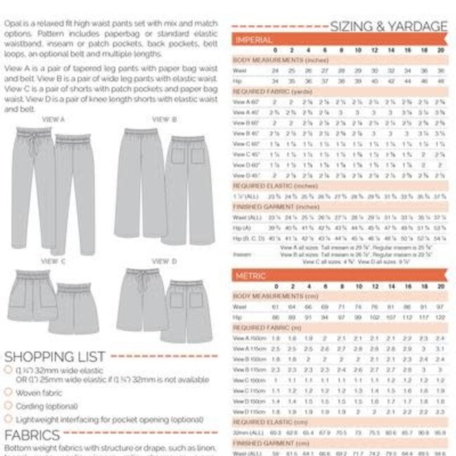 Megan Nielsen Opal Pants & Shorts