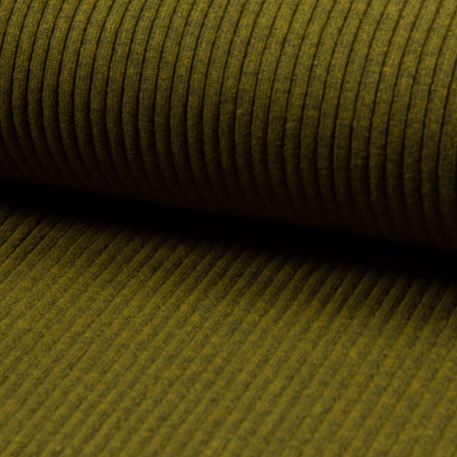 De Stoffenkamer Boordstof Heavy Rib Khaki Melange