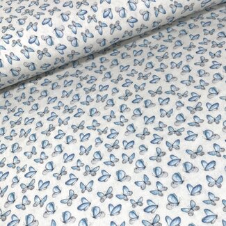 De Stoffenkamer Bio Mousseline Double Gauze - Butterflies Blue