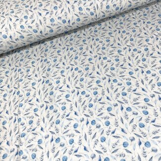 De Stoffenkamer Bio Mousseline Double Gauze - Leafs Soft Blue