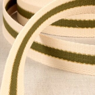 De Stoffenkamer Tassenband Stripes metallic khaki