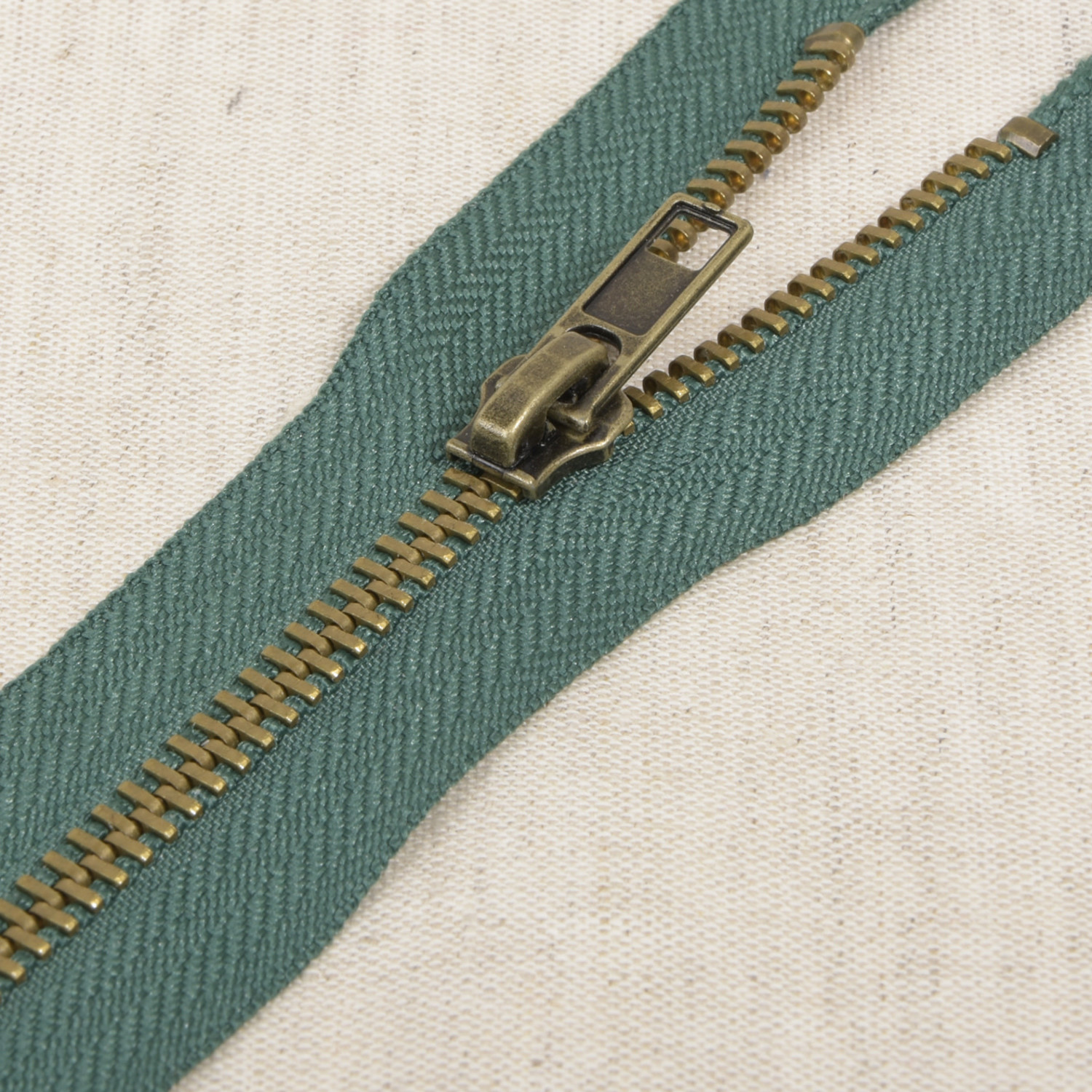 Deelbare rits, YKK, Metaal, Koper, Leger groen, 65 cm
