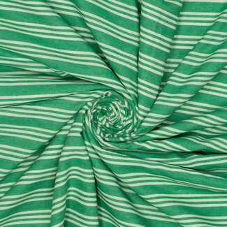 COUPON 1,45M - Cotton Linen mix Stripes - green