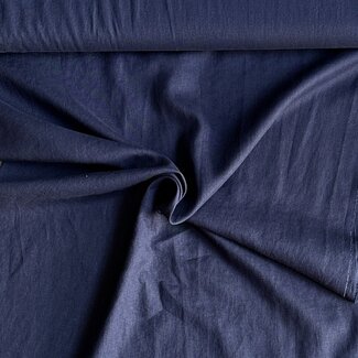 De Stoffenkamer Washed Linen uni Navy