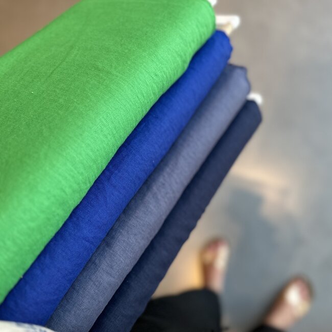 De Stoffenkamer Washed Linen uni Navy