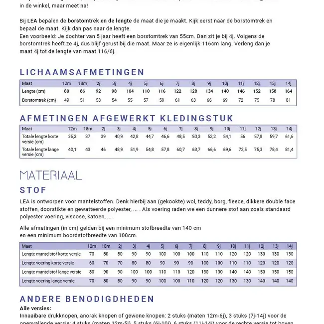 WISJ Patroon Lea jasje KIDS