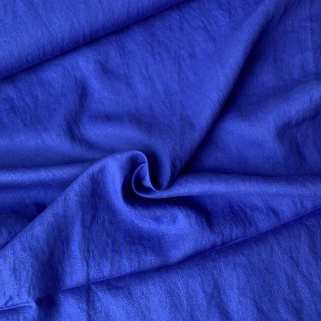 De Stoffenkamer Washed Linen soft touch -  Royal Blue