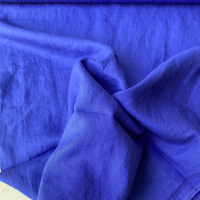 De Stoffenkamer Washed Linen soft touch -  Royal Blue