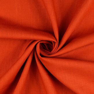 De Stoffenkamer Washed Linen uni - intense orange