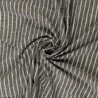 De Stoffenkamer Washed Linen Melange Stripes black