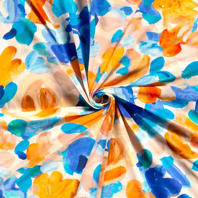 Tricot multi painted flowers aqua