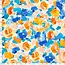 Tricot multi painted flowers aqua