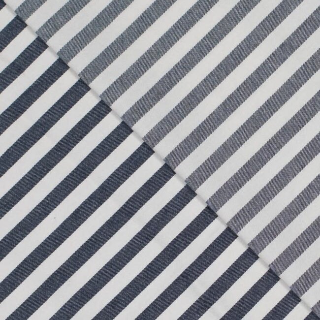 De Stoffenkamer Cotton Denim Stripes dark blue