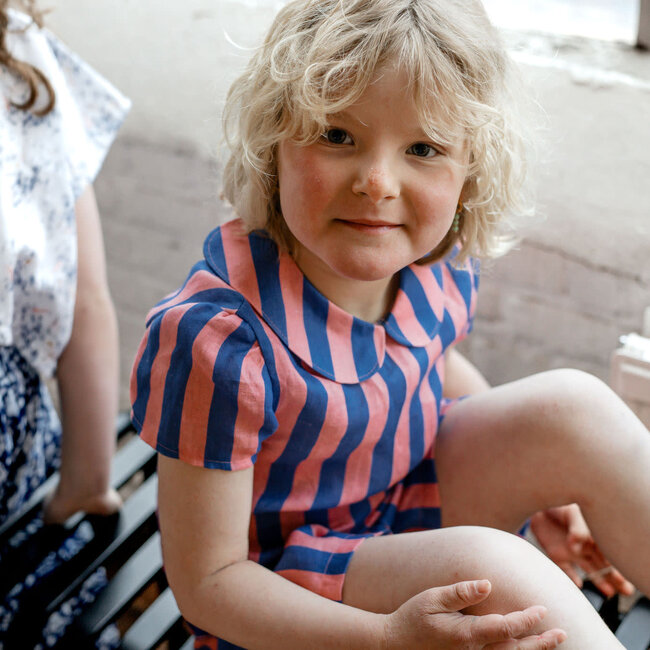 Capsule Fabrics Washed Linen - Artists - Stripes raspberry / ink