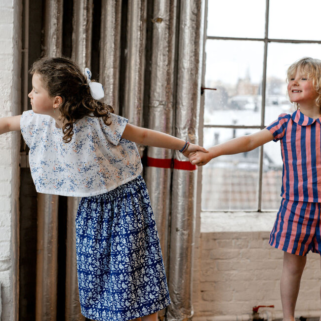 Capsule Fabrics Washed Linen - Artists - Stripes raspberry / ink