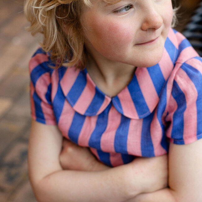 Capsule Fabrics Washed Linen - Artists - Stripes raspberry / ink