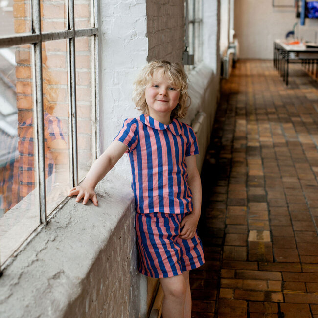 Capsule Fabrics Washed Linen - Artists - Stripes raspberry / ink