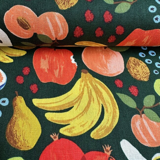Cotton + Steel COUPON 0,95m - Cotton + Linen mix Rifle paper co. - Fruit basket green
