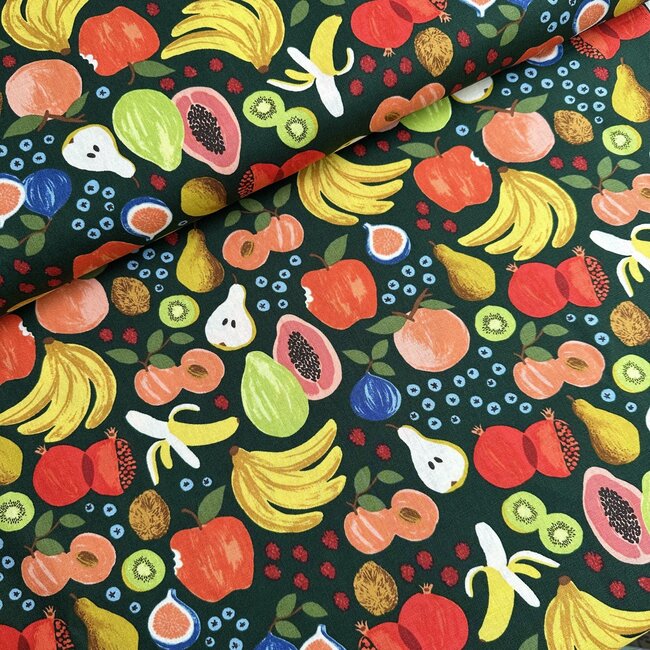 Cotton + Steel COUPON 0,95m - Cotton + Linen mix Rifle paper co. - Fruit basket green